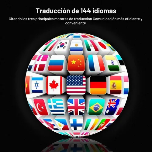 Vista 4 de Diydeg Y113 Auriculares Traductores de Idiomas, Compatible con 144 Idiomas en Línea y Sin Conexión, Dispositivo Traductor de Voz Instantáneo con APP