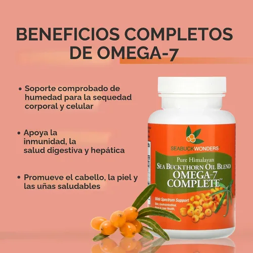 Vista 2 de SeabuckWonders Omega-7 completo, fabricado con aceite de espino amarillo orgánico, 30 cápsulas blandas (500 mg cada uno) Suministro para 15 días