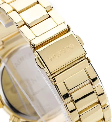 Vista 5 de Reloj de cuarzo unisex con diamantes de cristal flotantes de lujo con pulsera de eslabones de acero inoxidable Rose gold