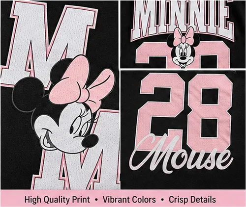 Vista 5 de Womens Baseball Jersey - Short Sleeve Button Down Graphic Tees for Women Béisbol Minnie Negro