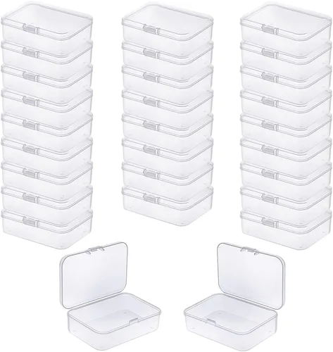 Vista 21 de LJY 100 contenedores rectangulares vacíos de plástico transparente con tapas con bisagras (2.2 x 1.6 x 0.8 pulgadas, transparente)