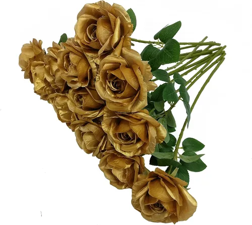 Vista 20 de ATFL Rosas Rubor, 12 Piezas de Rosas Rosa Pálido, Rosas Artificiales de Color Rosa Claro, Diámetro de la Flor 10 cm, Rosas Artificiales con Tallos