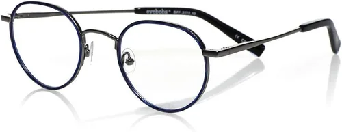 Vista 2 de eyebobs BFF - Gafas de lectura unisex prémium para hombres y mujeres Gafas redondas Frente azul y plateado con patillas plateadas