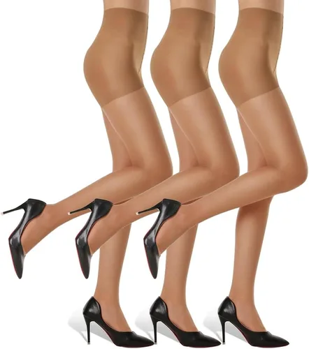 Vista 8 de 3 pares de medias transparentes para mujer – Control superior 20D para las medias, con dedos reforzados Negro