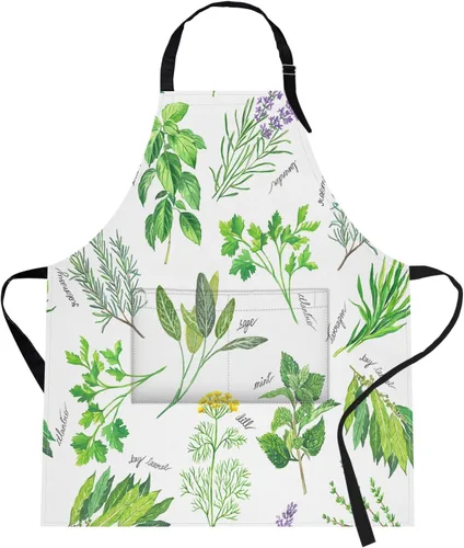 Vista 16 de Britimes Delantal de cocina para el hogar, cocina, horneado, jardinería, para mujeres y hombres, con bolsillos, beige, abstracto, textura