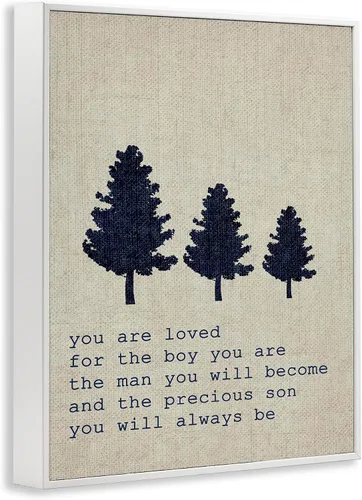 Vista 2 de Stupell Industries You are Loved Trees, Design by Daphne Polselli - Arte de pared enmarcado en blanco, 11 x 14, marrón