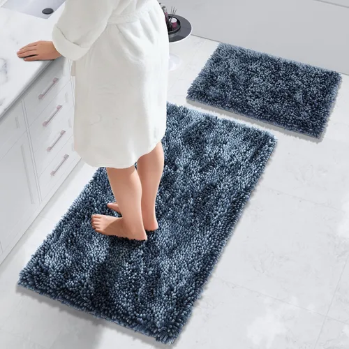 Vista 45 de Yimobra Juego de 2 alfombras de baño, alfombra de baño suave y absorbente y alfombra de inodoro en forma de U con respaldo antideslizante, alfombras