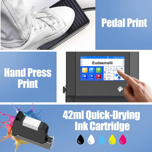 Vista 7 de Máquina de codificación de inyección de tinta P6 con pantalla táctil de 7 pulgadas, impresora de código de lote de 0.08-0.5 pulgadas con cartucho