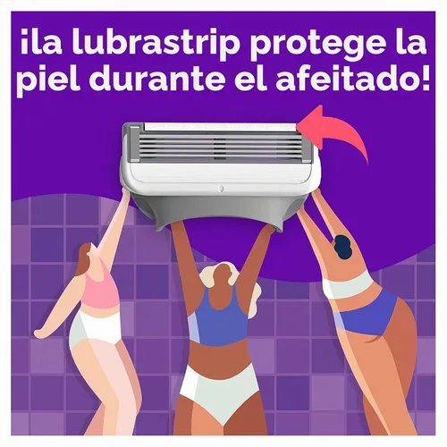 Vista 3 de joy Lubrastrip - Recambios de cuchilla de afeitar para mujer, 12 unidades, morado, para ayudar a evitar la irritación de la piel