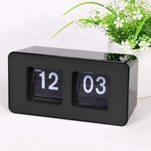 Vista 2 de Reloj automático del tirón del reloj, reloj nostálgico retro, escritorio digital de la tabla de la página abajo