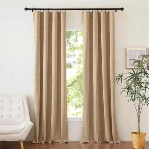 Vista 103 de NICETOWN Cortinas 100% opacas de 63 pulgadas de largo, 2 paneles de cortinas cortas con aislamiento térmico con forro para dormitorio, cortinas