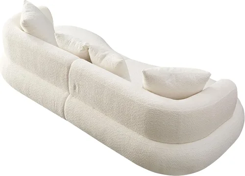 Vista 8 de SSC SATITUNCASA - Sofá modular curvo de 102.36 pulgadas, acogedor sofá Boucle para sala de estar, sofá de 4 plazas color crema con almohadas, sofá