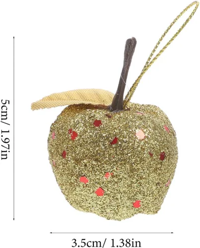 Vista 2 de 20 adornos de manzana para árbol de Navidad, mini adornos colgantes de manzana con purpurina para árbol de Navidad, decoraciones colgantes