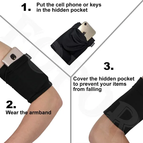 Vista 4 de Funda mediana para llaves de teléfono celular, para caminar, trotar, correr, senderismo, escalada, senderismo, equitación, jardinería, patinaje