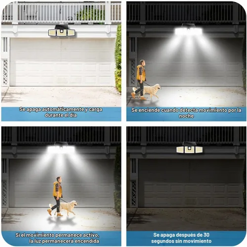 Vista 7 de AmeriTop Luces Solares para Exteriores, Paquete de 2 Luces LED Inalámbricas con Sensor de Movimiento Solar de Alto Brillo; 3 Cabezales Ajustables