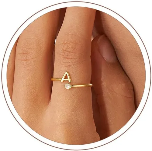 Vista 12 de Anillos Turandoss para Mujeres y Niñas - Delicados anillos ajustables chapados en oro de 14K sin decoloración para mujeres y adolescentes, anillos