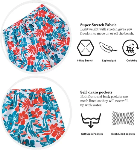 Vista 4 de TIDE TREND Mens Color-Changing Beach Swim Trunks Temperature-Sensitive Beach Surfing Pants Without Mesh Lining