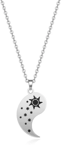 Vista 3 de PiercingJ Collar de mejor amigo a juego para parejas, colgante de acero inoxidable, joyería Yin Yang, regalos para mujeres y hombres