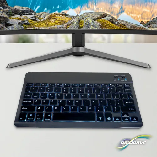 Vista 9 de BoxWave Teclado compatible con Xiaomi Pad 5 - Teclado Bluetooth SlimKeys - con retroiluminación, LED delgado portátil de 7 colores - Negro azabache