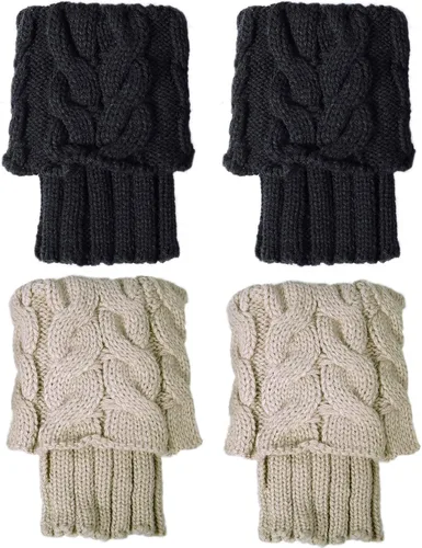 Vista 4 de Loritta 2-4 Pairs Womens Boot Socks Winter Warm Crochet Knitted Boot Cuffs Topper Socks Short Leg Warmers Gifts
