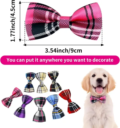 Vista 2 de PET SHOW 8 piezas a cuadros pequeños collares de corbatines para cachorros, gatos, accesorios para accesorios de accesorios para cumpleaños, bodas