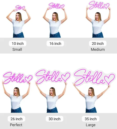 Vista 6 de Letrero de neón con nombre personalizado para decoración de pared de dormitorio, letreros LED personalizados con nombre para niñas, compañeros