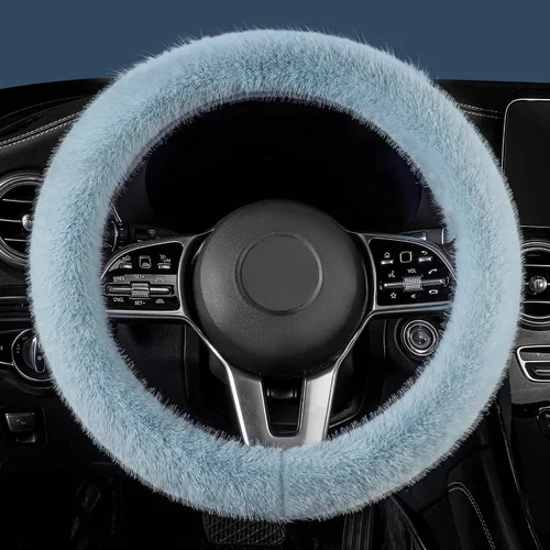 Vista 17 de LACDL Fundas mullidas de invierno para volante de automóvil, para mujer, cálida y bonita funda para volante de automóvil para sedán, SUV, súper Negro