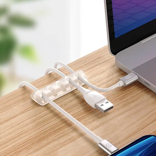 Vista 2 de Syncwire Clips transparentes para cables, organizador de cables autoadhesivo, para el hogar, oficina, cubículo, coche, mesita de noche, accesorios