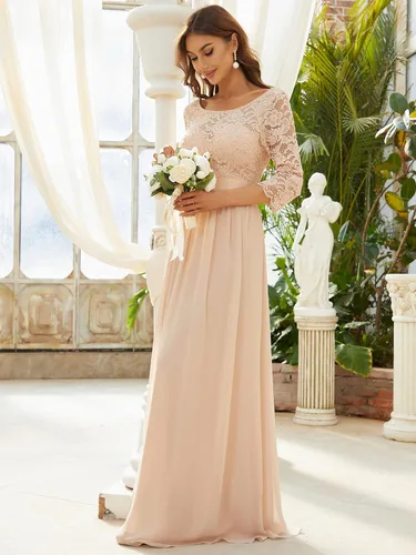 Vista 4 de Ever-Pretty - Vestido largo elegante para dama de honor con cintura imperio manga de 34 07412