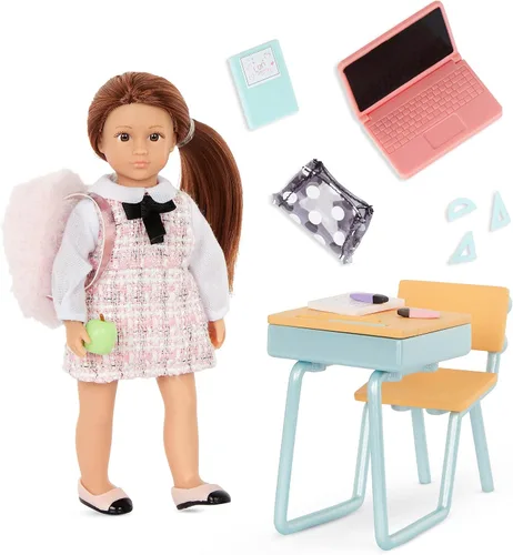 Vista 9 de Lori Muebles de comedor para muñecas y juguetes de 6 pulgadas - Accesorios para muñecas y casas de muñecas de 6 pulgadas - Mesa, sillas, platos
