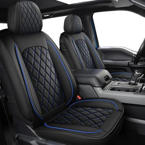 Vista 13 de MIROZO - Fundas de asiento delantero, fundas de cuero para asiento de automóvil, fundas transpirables para asiento de automóvil, protector de Beige