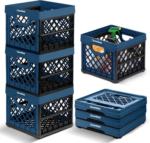 Vista 10 de CleverMade - Cajas de leche plegables para almacenamiento, 25 L, 1 paquete, 50 libras, color rojo