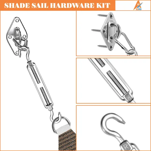 Vista 2 de Kit de accesorios para toldo con tensores de 6 pulgadas para instalación de toldo rectangular