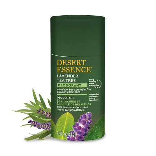 Vista 8 de Desert Essence Desodorante de coco – 100% libre de plástico, protección natural del olor – Sin aluminio ni parabenos con árbol de té y manteca