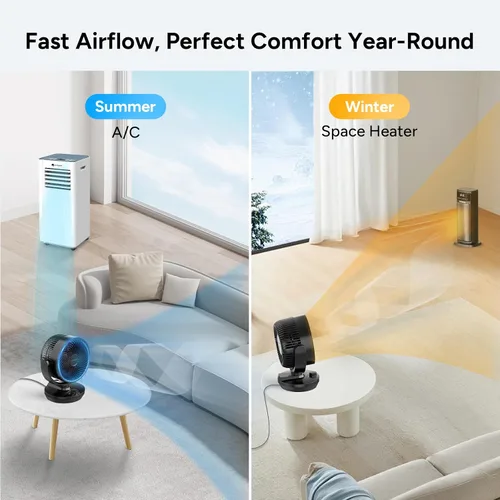 Vista 7 de DR.PREPARE Ventilador circulador de aire oscilante para dormitorio, ventilador de mesa potente de 11.3 pulgadas de altura, oscilación automática