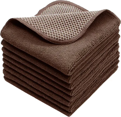 Vista 11 de Paños de microfibra de secado rápido, trapos de limpieza de cocina, trapos para el polvo, paños ultra absorbentes sin pelusa con lado de limpieza