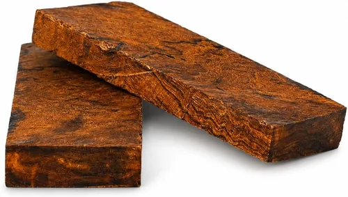 Vista 3 de IECAP LLC Bookmatched - Básculas de mango de cuchillo de madera de hierro del desierto (patrón de bola de color burdeos) - Grado A, 1 par