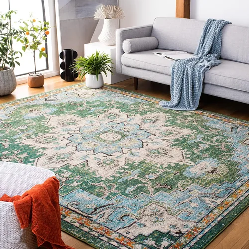 Vista 31 de Safavieh MAD473E - Tapete con diseño de medallón desgastado, bohemio elegante, colección Madison, no suelta pelos, fácil de cuidar, alto tránsito