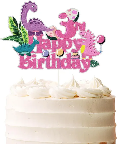Vista 11 de Decoración para pastel de 1er cumpleaños de dinosaurio rosa, princesa real número 1 para tartas de dinosaurio, temática de dinosaurio, baby shower