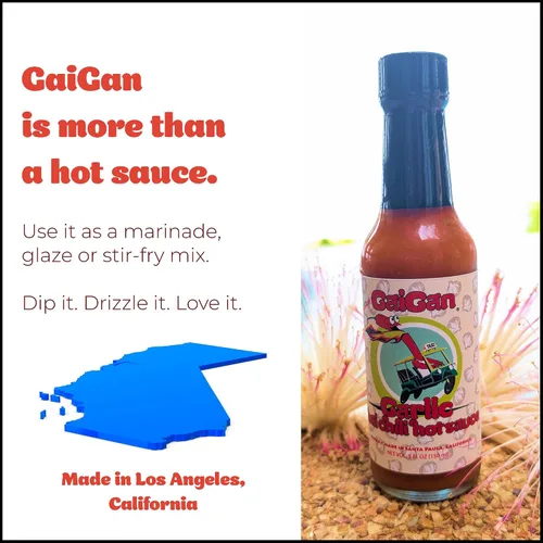 Vista 5 de GaiGan - Salsa picante de ajo, chile tailandés y glaseado, condimentos veganos totalmente naturales sin gluten con bajo contenido de sodio y sin