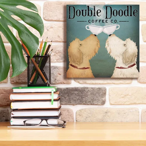 Vista 6 de Epic Graffiti 'Doodle Coffee Double III' por Ryan Fowler, arte de pared en lienzo giclée, 12 x 12 pulgadas