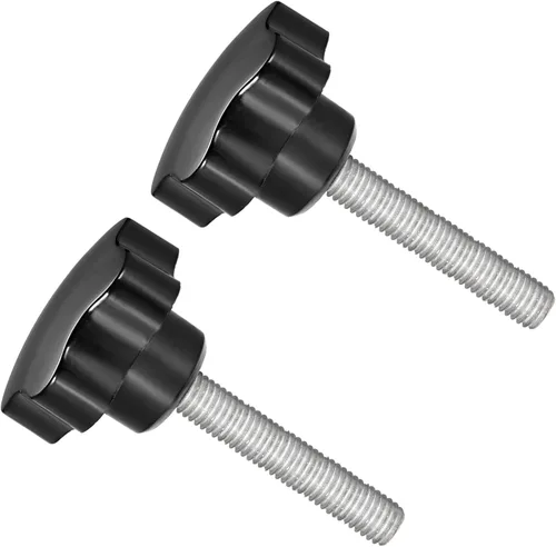 Vista 11 de Perillas de sujeción de estrella, rosca macho M6 x 0.591 in, cabeza de 1.220 in, mango de tornillo de pulgar de plástico, perno roscado negro
