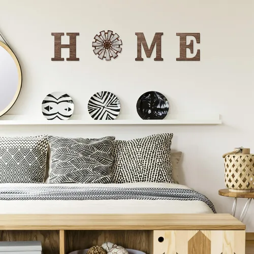 Vista 6 de VGICH Decoración de pared para el hogar, letreros rústicos con molino de viento de madera para sala de estar, juego de 4 letras decorativas