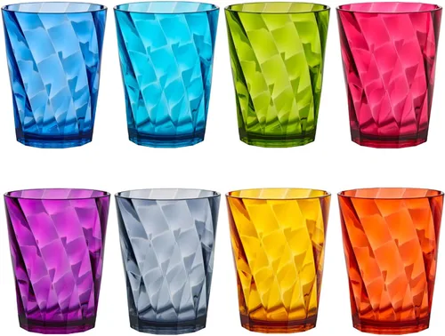 Vista 10 de Vasos US Acrylic Optix Mini, de plástico, reutilizables, aptos para lavavajillas (juego de 8) Tazas de jugo de 8oz en colores de tono de joya