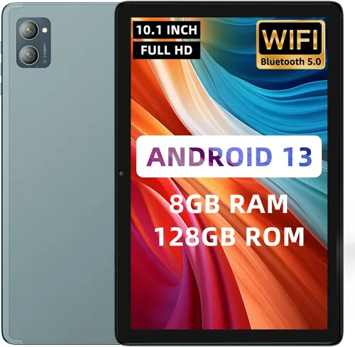 Vista 9 de AISLPC Tablet Android 14 de 10.1 Pulgadas, 8GB RAM 128GB ROM 512GB Expand WiFi Tablets PC, Pantalla HD de 1280 * 800, Cámara Dual 5+13MP, Bluetooth