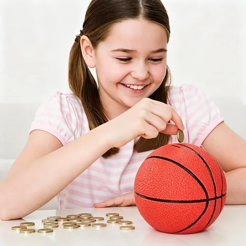 Vista 7 de H&W Alcancía de baloncesto, banco de monedas con temática de deportes de Baloncesto Large