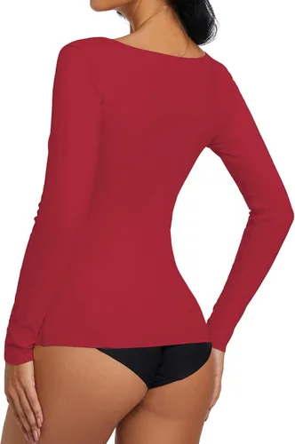 Vista 4 de YYA Camisas básicas de manga larga de 3 piezas para mujer, térmicas, cálidas, cuello redondo, elásticas, ajustadas, camiseta de capa S-XL