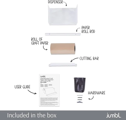 Vista 5 de Jumbl Dispensador de papel kraft montado en la pared de 8 pulgadas Rollo de papel colgante con cortador para cocina, sala de bricolaje, oficina