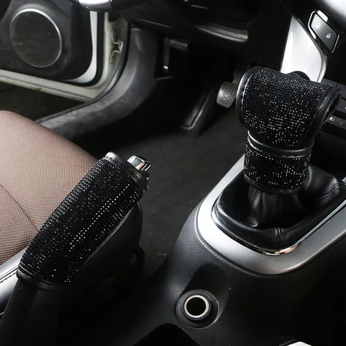 Vista 3 de Bling Bling - Funda para palanca de cambios de coche con cristales brillantes, funda para palanca de cambios con brillo de strass, protector