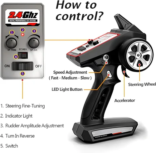 Vista 6 de Coches RC 1:16 Escala Auto de Control Remoto 50 KMH Alta Velocidad 4WD Camión RC para Niños Adultos Niños 2.4 GHz Todo Terreno RC Buggy Fuera